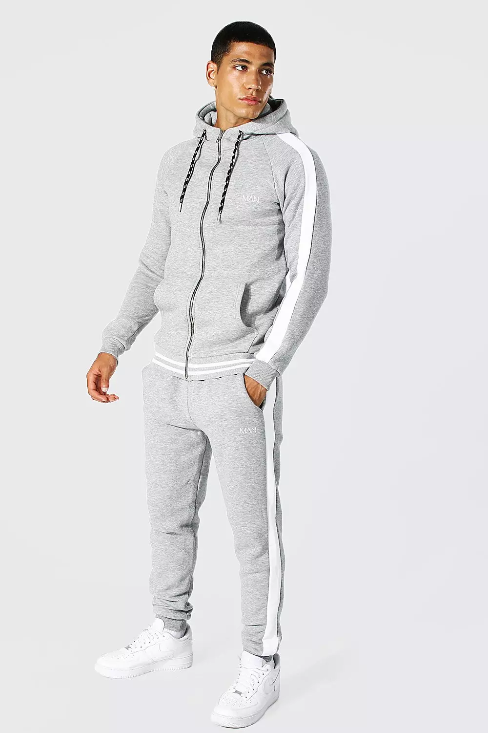 Man Muscle Fit Tracksuit With Sports Rib boohooMAN UK